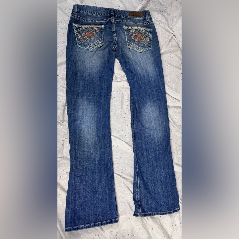 Rock & Roll Cowgirl Original Low Rise Bootcut Jeans 30x34 Embroidered Pockets